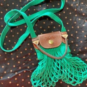 Longchamp Le Pliage Filet Knit Mesh XS Handle Bag Crossbody green